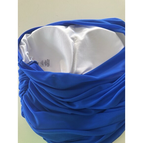 Women's Bikini Set Tummy Control Two Pcs Swimsuit Mesh One Shoulder royal blue S - Picture 14 of 15